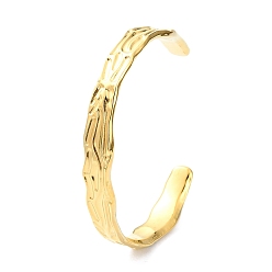 Настоящее золото 18K 304 текстурированные открытые браслеты из нержавеющей стали для женщин, реальный 18 k позолоченный, 1-3/4x2-1/2 дюйм (4.5x6.2 см), 10 мм