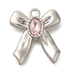 Pink Стойки подвески обшивки сплава, со стразами, бантом, розовые, 20x18x4 мм, отверстие : 2 мм