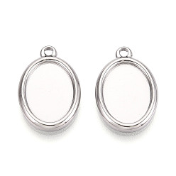 Нержавеющая Сталь Цвет 304 Настройки кабошон из нержавеющей стали кулон, овальные, цвет нержавеющей стали, лоток : 14x10 мм, 20x13x2 мм, отверстие : 1.6 мм
