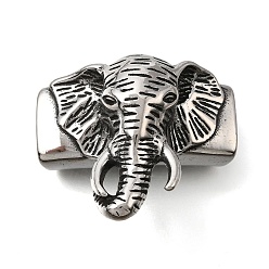 Слон 304 из нержавеющей стали слайд прелести, для изготовления кожаных браслетов, прямоугольные, античное серебро, слон, 41.5x36.5x21.5 мм, отверстие : 13x7 мм