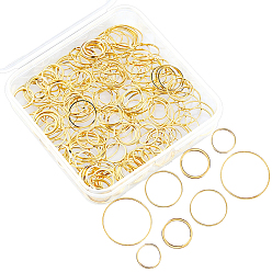 Golden 200Pcs 4 Styles Brass Linking Rings, Ring Shape, with 1Pc Aluminium Tin Cans, Golden, 8~16x0.7~1mm, 50pcs/style