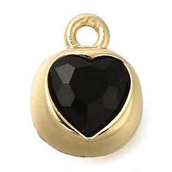 Черный Стойки подвески обшивки сплава, со стразами, сердце, золотые, чёрные, 11.5x9x7.5 мм, отверстие : 1.6 мм