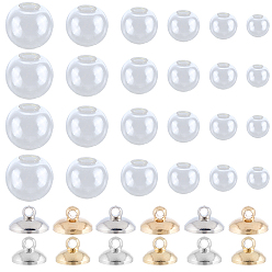 Платиновый & Золотой Наборы для самостоятельного изготовления стеклянных подвесок, включая круглые механизированные однодырочные выдувные стеклянные шарообразные бутылки., латунная бусина, платиной и золотом, 8~18 мм