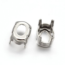 Платина Овальные латунные шпильки для пришивания, настройки когтей для остроконечных страз, настройки открытой спины, платина, 12x10x0.4 мм, подходят для 10x12мм овальных кабошонов