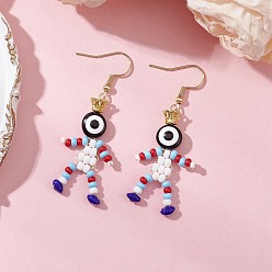 Красный Человек со злым глазом, краска для выпечки, стеклянные бусины, серьги-подвески из смолы, с железными колпачками для бусин и 304 серьгами-крючками из нержавеющей стали, золотые, красные, 53x20 мм