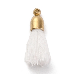 Белый Хлопковые подвески, с обнаружением пластика ccb, тассл, белые, 24.5~30x6 мм, отверстие : 1.4 мм