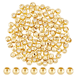 Настоящее золото 24K 100 шт. Латунные распорные втулки, долговечный, граненые круглые, реальный 24 k позолоченный, 2.5x2.2 мм, отверстие : 1 мм