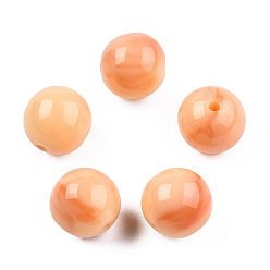 Light Salmon Resin Beads, Imitation Gemstone, Round, Light Salmon, 12x11.5mm, Hole: 1.5~3mm