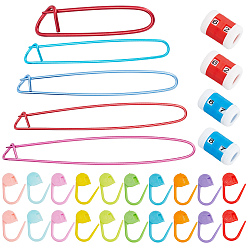Mixed Color 39Pcs 8 Style Aluminum Stitch Holder, ABS Plastic Knitting Markers Holder and Plastic Row Counter, Mixed Color, 39pcs/bag