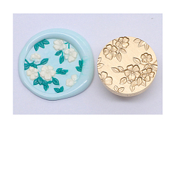 Flower Golden Tone Wax Seal Brass Stamp Head, for Invitations, Envelopes, Gift Packing, Flower, 25mm