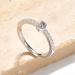 Letter S S925 регулируемые кольца с буквами из стерлингового серебра для женщин, с микро проложить кубического циркония, Письмо с, 2 мм, размер США 5 1/2 (16.1 мм), Письмо: 4.5x4 мм