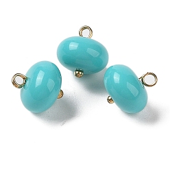 Бирюза Акриловые подвески, с медными петлями, плоско-круглые, бирюзовые, 12x12 мм, отверстие : 1.6 мм