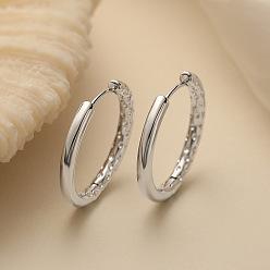 Платина Латунные серьги обруча, кольцо, платина, 25x26 мм