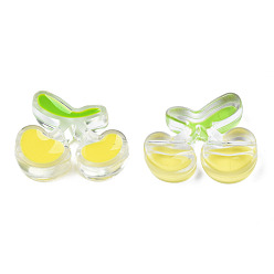 Желтый Прозрачные бусины из акриловой эмали, вишня, желтые, 22x27.5x8 мм, отверстие : 3.5 мм