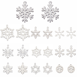 Нержавеющая Сталь Цвет 20 шт. 10 стили 304 и 201 подвески из нержавеющей стали, лазерная резка, снежинка очарование, цвет нержавеющей стали, 14~33.5x12~26.5x0.7~1.5 мм, отверстие : 1.4~2.5 мм, 2 шт / стиль