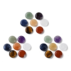 Смешанные камни Натуральные смешанные драгоценные камни, плоские круглые пальмовые камни, Карманный камень с кристаллом чакры для балансировки Рейки, медитации, украшения дома, 18~18.5x6~6.8 мм, 7 шт / комплект