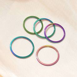 Rainbow Color 304 кольца плоские из нержавеющей стали, ионное покрытие (ip), Радуга цветов, 1 мм, размер США 5 (15.7 мм) ~ размер США 9 (18.9 мм)