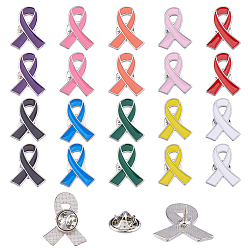 (52) Непрозрачная лаванда 20 шт. 3 стили розовая лента эмалированная булавка для осведомленности о раке груди, значок из платинового сплава для рюкзака, разноцветные, 25.5~26x20.5~26x1.5 мм, 2 шт / стиль