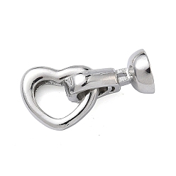 Платина Застежки-сердечки из латуни, без кадмия и без свинца, долговечный, стойки покрытие, платина, 23 мм