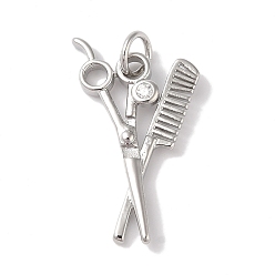 Платина Подвески из латуни и кубического циркония, без кадмия и без свинца, долговечный, резать ножницами, с целью перехода в кольце, платина, 22x14x2 мм, отверстие : 5 мм