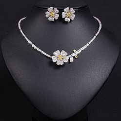 Желтый Комплекты из латунных подвесок-цепочек и серег-гвоздиков с микропаве из кубического циркония, платина, желтые, 415 мм