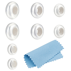 Серебро 8 шт. 4 стили 925 бусины из стерлингового серебра, рондель с резиной внутри, ползунки, 1Замшевая ткань из ПК, квадратная салфетка для полировки серебра, серебряные, 5~78.5x5~78.5x0.2~3.5 мм, отверстие : 1~2.2 мм