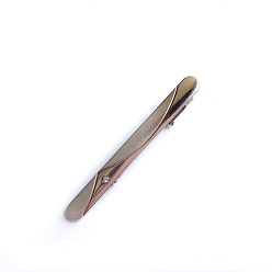 Matte Silver Color Iron Rhinestone Tie Clips for Men, Rectangle, Matte Silver Color, 60x5mm