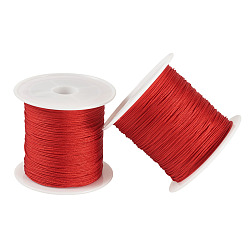 FireBrick 2 Rolls Nylon Braided Cord, Chinese Knotting Cord for Jewelry Making Macrame Craft, FireBrick, 0.4mm, about 30.62~32.81 yards(28~30m)/roll