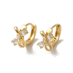 Bowknot Серьга-кольцо KC из позолоченной латуни с микропаве и фианитами, бантом, 12.5x9 мм