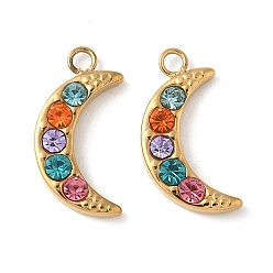 (52) Непрозрачная лаванда 304 из нержавеющей стали горный хрусталь подвески, золотые, лунное очарование, разноцветные, 14.5x8.5x2.5 мм, отверстие : 1.5 мм