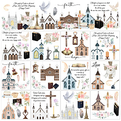 Building 12 листы 12 наклейки из ПВХ в стиле, пленка теплопередачи, для оформления окон, здание, 140x140 мм, 1 лист / стиль