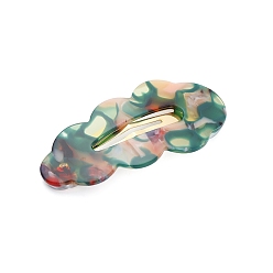 Темный Голубой Заколки для волос из ацетата целлюлозы с железными кнопками, слеза, темные голубые, 60 мм