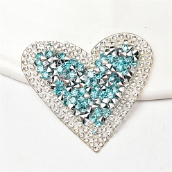 Аквамарин Исправление формы сердца со стразами, аппликации из страз, для костюма, шляпа, пакет, аквамарин, 48x45 мм