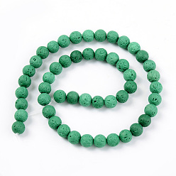 Teal Synthetic Lava Rock Beads Strands, Dyed, Round, Teal, 6mm, Hole: 1mm, about 61pcs/strand, 14.96 inch(38cm)