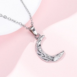 Нержавеющая Сталь Цвет Текстура луны 304 ожерелья с подвесками из нержавеющей стали, цвет нержавеющей стали, 17.91 дюйм (45.5 см)