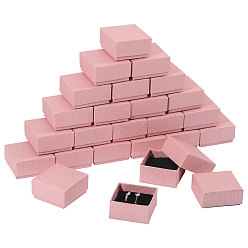 Pink Картонные коробки для хранения ювелирных изделий с ромбовидной текстурой, с губкой внутри, квадратный, серьги кольца ожерелья браслеты подарки упаковка, розовые, 5.2x5.5x3 см