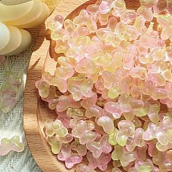 Розовый Прозрачные стеклянные бусины, бабочка, туманная роза, 11x15 мм