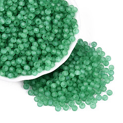 Vert Mer Moyen Perles de rocaille en verre transparent dépoli fgb, rondelle, facette, trou rond, teint et cœur, vert de mer moyen, 4~4.5x3~3.5mm, Trou: 1.4~1.5mm, environ 6430 pcs / livre