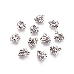 Antique Silver CCB Plastic Charms, Elephant, Antique Silver, 12x12x4mm, Hole: 1.5mm