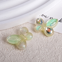 Светло-хаки Прозрачные акриловые бусины, uv покрытие, бабочка, светлый хаки, 19x22x8 мм, отверстие : 3 мм