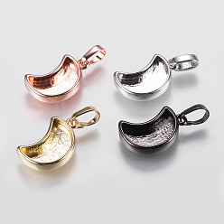 (52) Непрозрачная лаванда Сеттинги для кулона (кабошонов), латунь , чашки безель с краями, долговечный, луна, разноцветные, 16.5x10.5x3 мм, отверстие : 2x2.5 мм, лоток : 12x6 мм