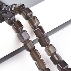 Серый агат Серые натуральные бусины из агата , кубические, 11~12.5x9.5~10.5x9.5~10.5 мм, отверстие : 0.7 мм, около 33 шт / нитка, 14.76~15.75 дюйм (37.5~40 см)