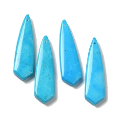 Deep Sky Blue Natural Turquoise Dyed Pendants, Tie Shape Charms, Deep Sky Blue, 40~40.5x11x4~4.5mm, Hole: 1mm