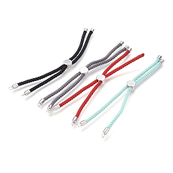 (52) Непрозрачная лаванда Латунь браслет-цепочка решений, изготовление браслетов-слайдеров, с нейлоновой нитью, Реальная платина, долговечный, никель свободный и свинец и кадмий освобождают, разноцветные, 115 мм, 4 мм, отверстие : 2 мм