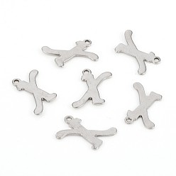 Letter X Не тускнеющие 201 подвески из нержавеющей стали, лазерная резка, буквы, цвет нержавеющей стали, letter.x: 15x12x1.2 мм, отверстие : 1 мм