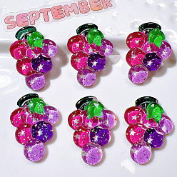 Винограды Прозрачные смолы кабошоны, имитация фруктов, с блестка, винограды, 31x23 мм