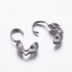 Нержавеющая Сталь Цвет Устойчивы к потускнению 304 гладкая поверхность наконечников бусин из нержавеющей стали, Калотте заканчивается, крышка раскладушки, цвет нержавеющей стали, 9.5x4 мм