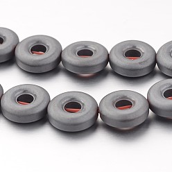 Естественный Цвет Немагнитные синтетический гематит бисер пряди, матовые, пончик, первоначальный цвет, 10x3 мм, отверстие : 1 мм, около 40 шт / нитка, 15.7 дюйм