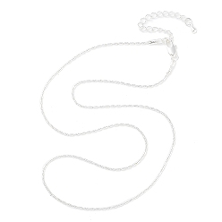 Посеребрённый Ожерелья-цепочки из латунной колонны, 925 серебро покрытием, 17.24 дюйм (43.8 см)