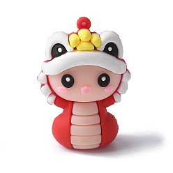 Красный Пластиковые подвески из пвх, змея с танцующим львом, красные, 56.5x40x27 мм, отверстие : 2 мм